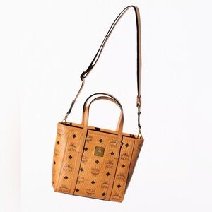 MCM Visestos monogram mini zip shopper bag with Removable Crossbody Strap